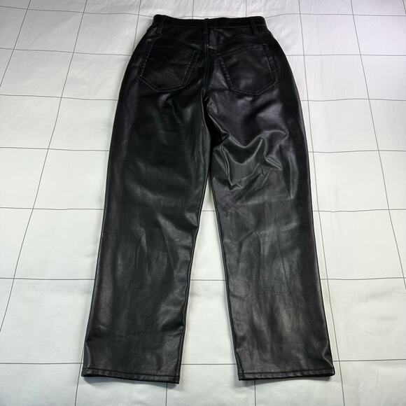 Abercrombie & Fitch Pants Womens 27 Black Curve Love Faux Leather Vegan Straight - Picture 2 of 11